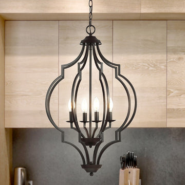 Selema 19" Iron Adjustable Ogee Lantern LED Pendant - JONATHAN Y